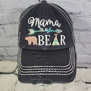 Kbethos Hat Mama Bear Distressed Embroidered One Size Womens Strapback Ball Cap